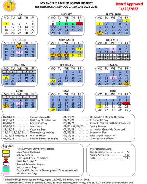Lausd B Basis Calendar 2022 23